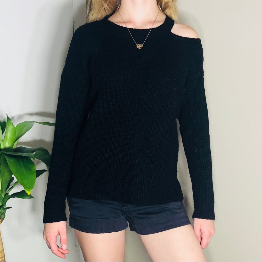 Black Cold shoulder RDI sweater